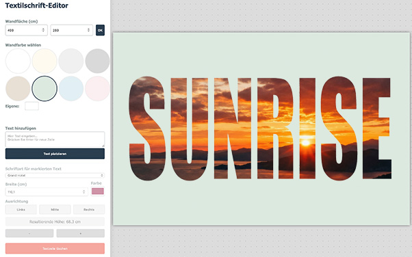 Darstellung des Textilschriften Editors